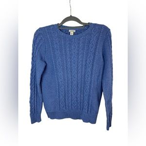 LL bean woman’s periwinkle blue cable knit sweater size small‎